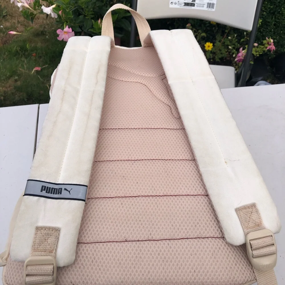 Puma Cream & Beige Backpack with Pink Logo Size 18”